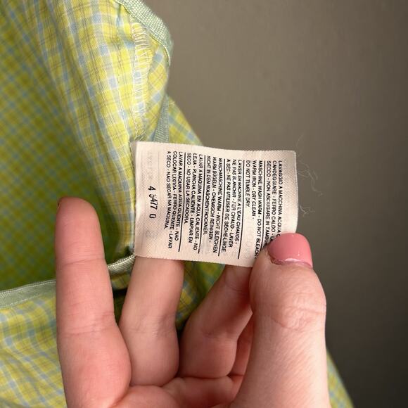 Made In Italy Of Benetton Taglia Plaid Summer Dress Cotton Green Size Small - Picture 11 of 11